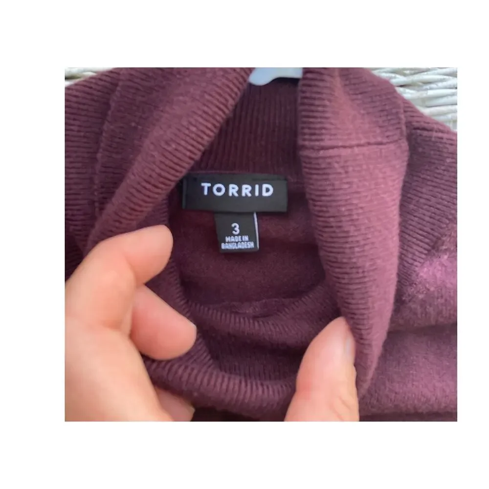 Torrid - Burgundy Modern Minimalist Classic Short Sleeve Sweater Turtleneck - 3
